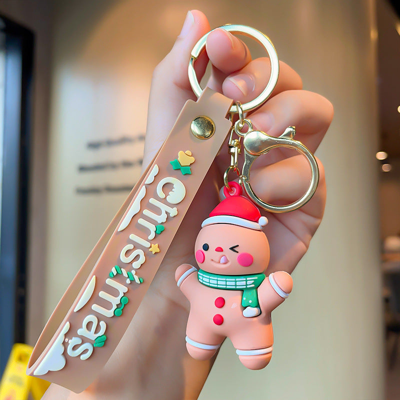 Wholesale Christmas Series Cartoon Elk Socks Silicone Keychain